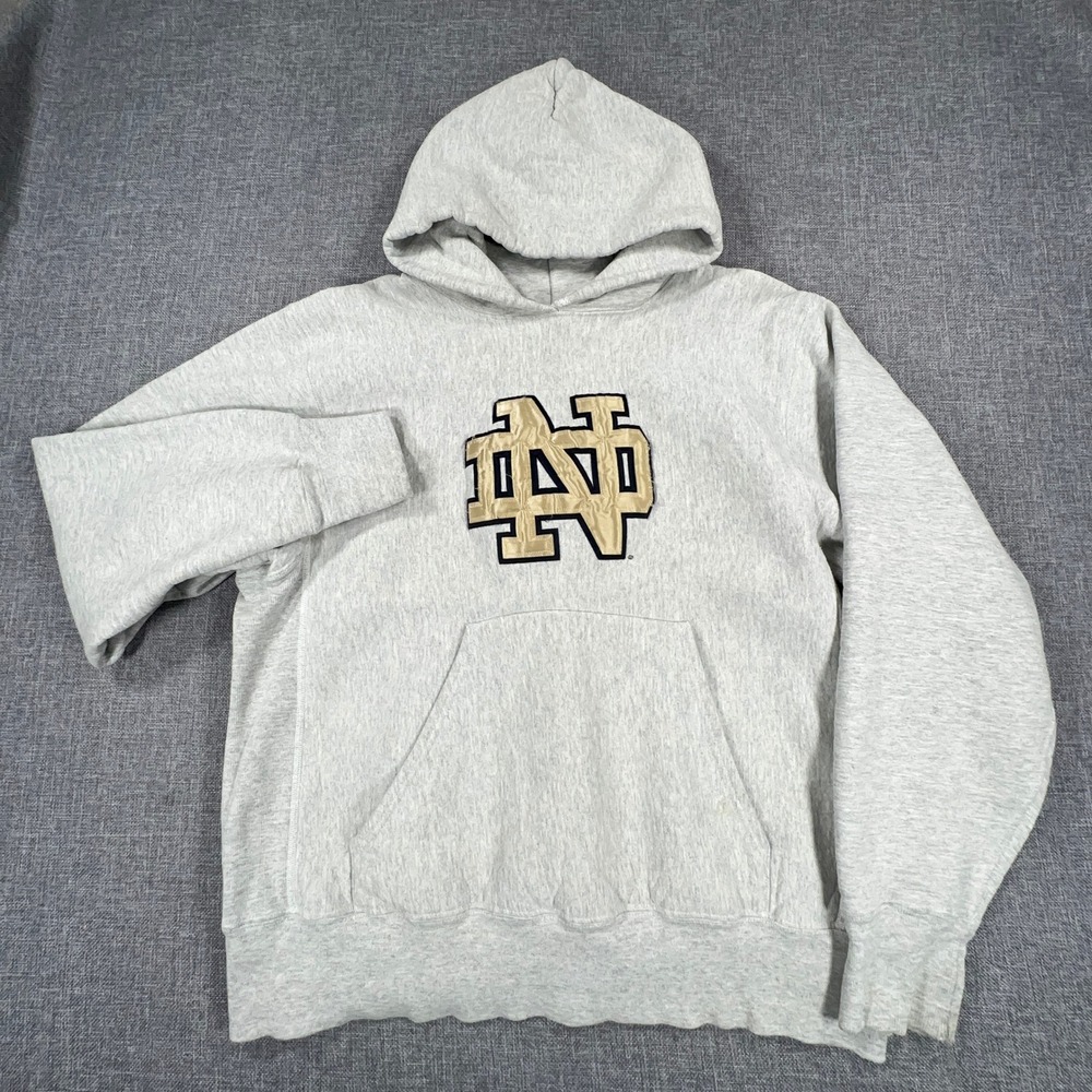 Vintage Notre Dame Hoodie Mens M hammes ND Bookstore Cotton USA Distressed READ